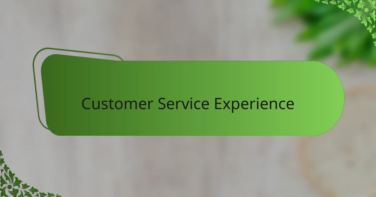 Customer Service Experience