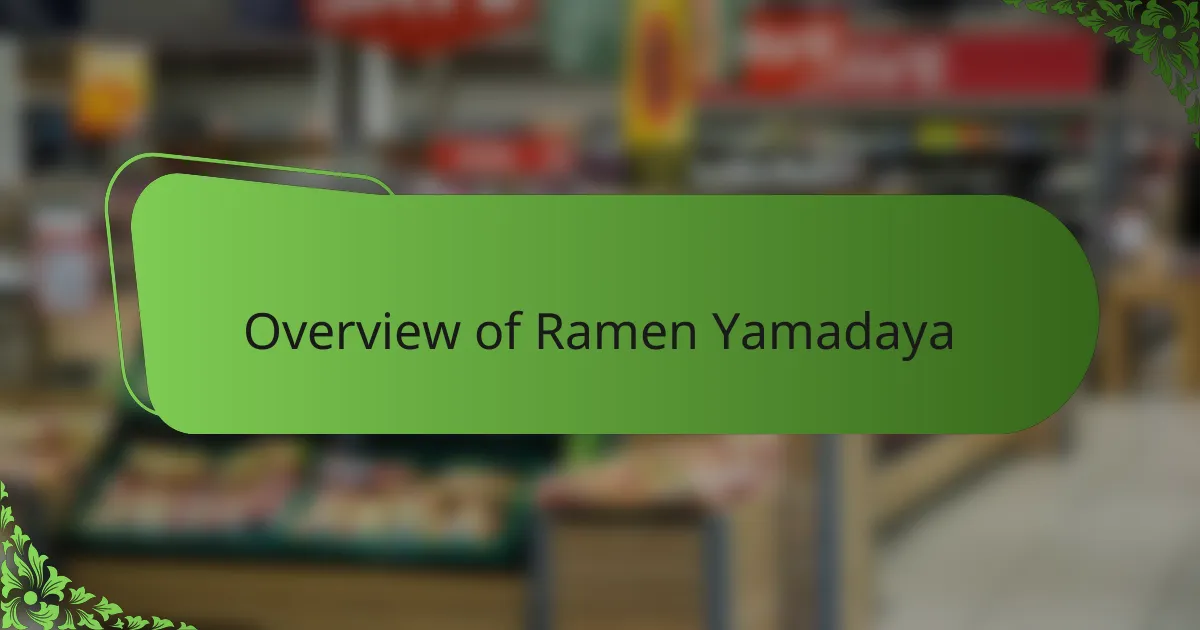 Overview of Ramen Yamadaya