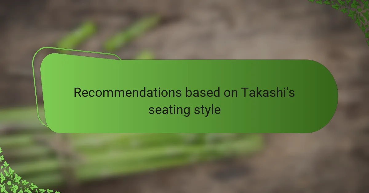 Recommendations based on Takashi's seating style