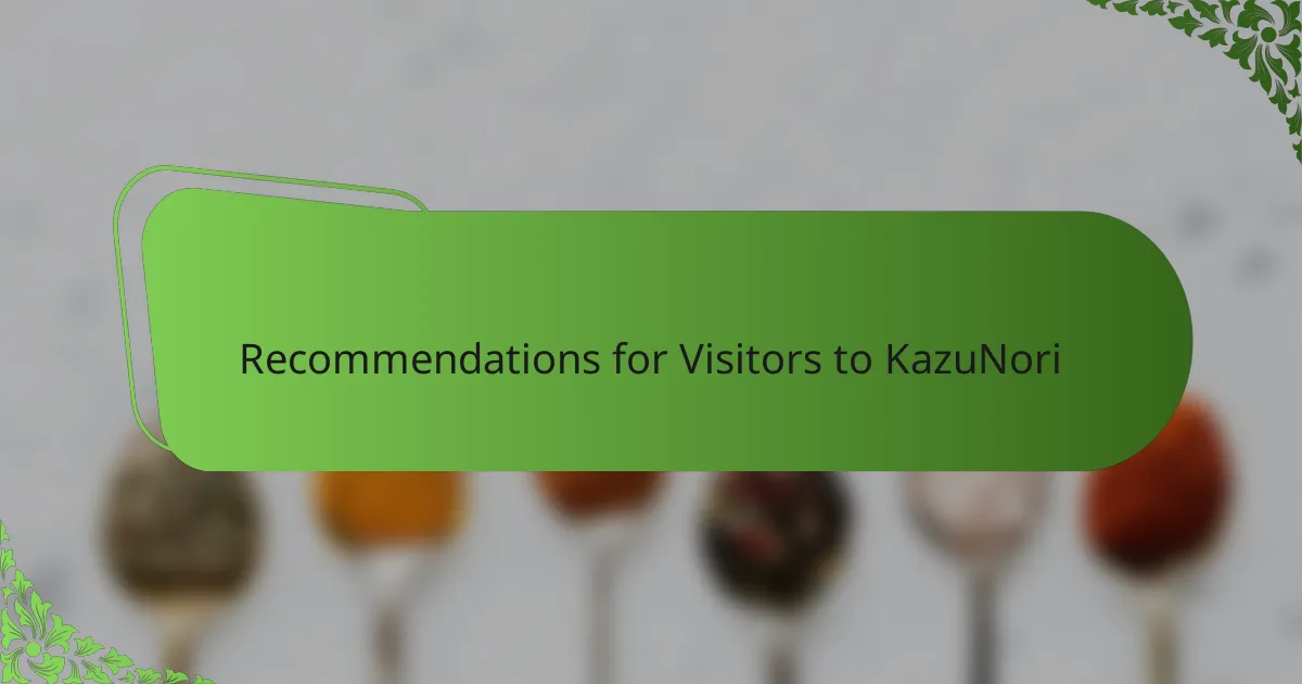 Recommendations for Visitors to KazuNori