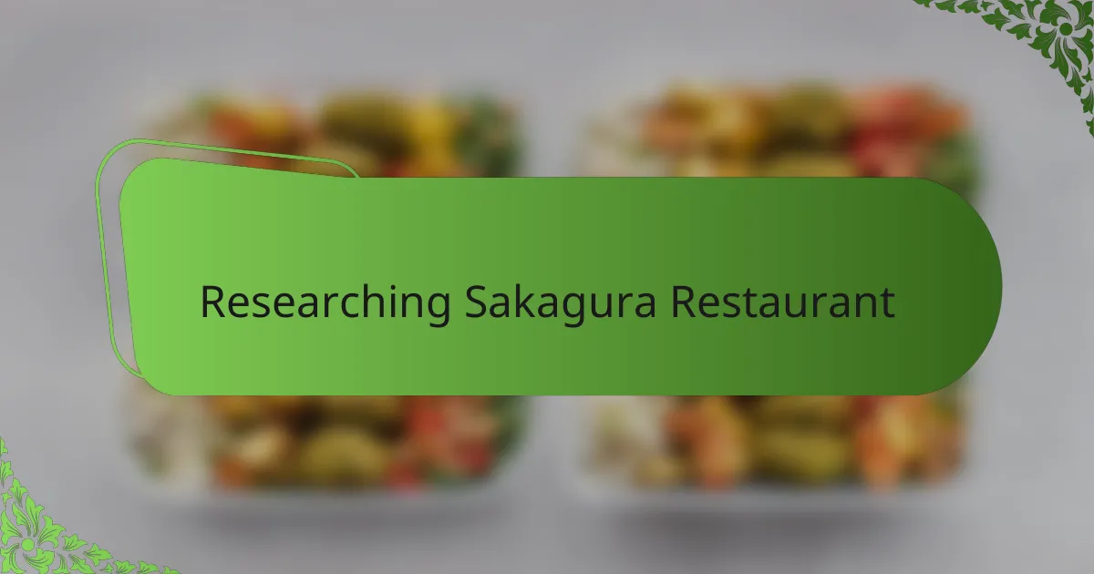 Researching Sakagura Restaurant