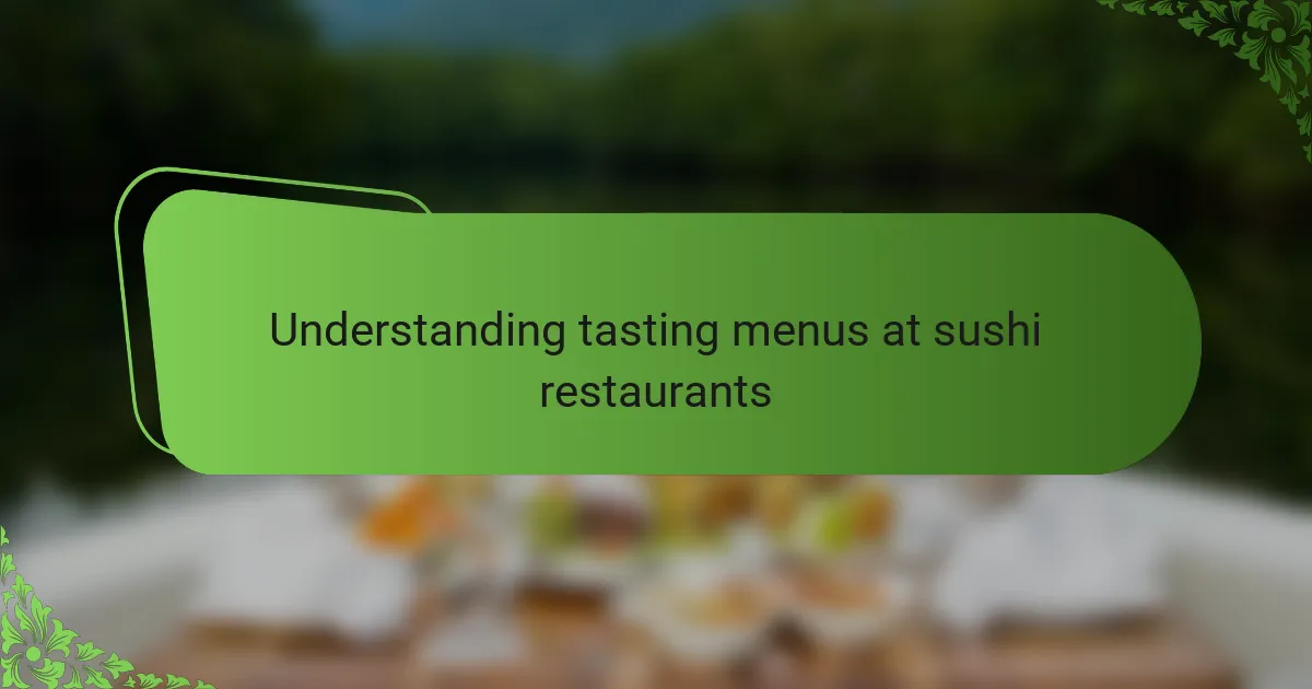 Understanding tasting menus at sushi restaurants