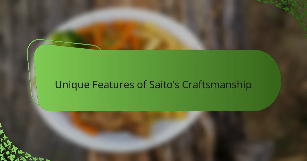 Unique Features of Saito’s Craftsmanship